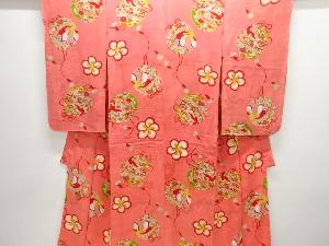 アンティーク　紋錦紗鈴にねじり花模様着物